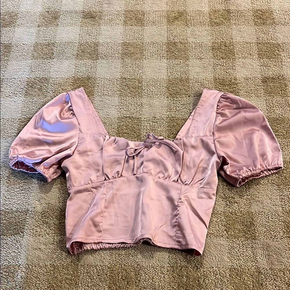 Love Tree Satin Blouse in Soft Pink